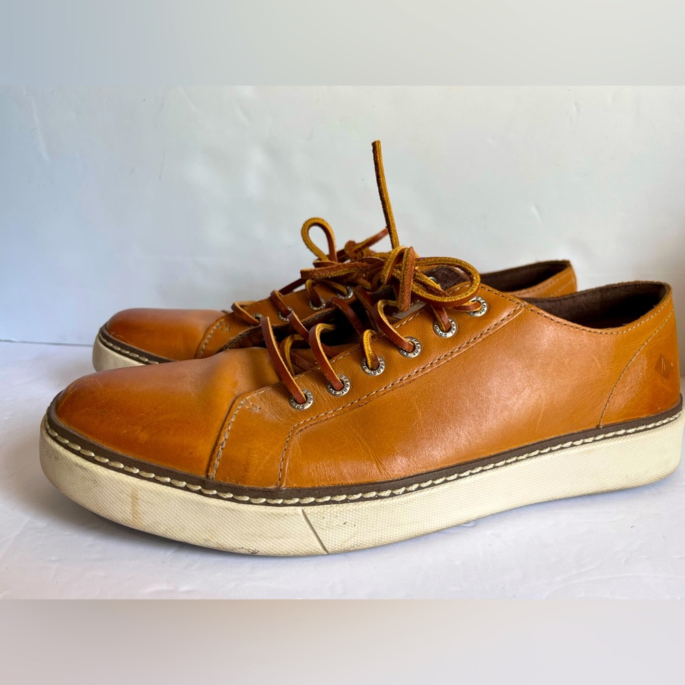 Men's Sperry Top-Sider Clipper LTT Tan‎ Leather Lace Up Oxfords Shoes Preppy 12M
